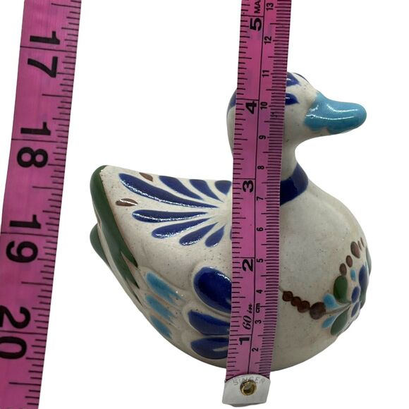 Mexican Pottery Duck Vintage Sandstone Figurine Tonala Style Bird Retro Decor - Picture 8 of 16